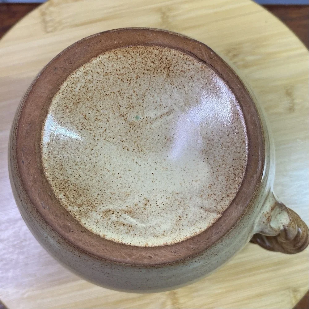 Vintage Rustic Pottery Pitcher‎ Vase Brown Tan Earth Tones Rustic Home Interiors